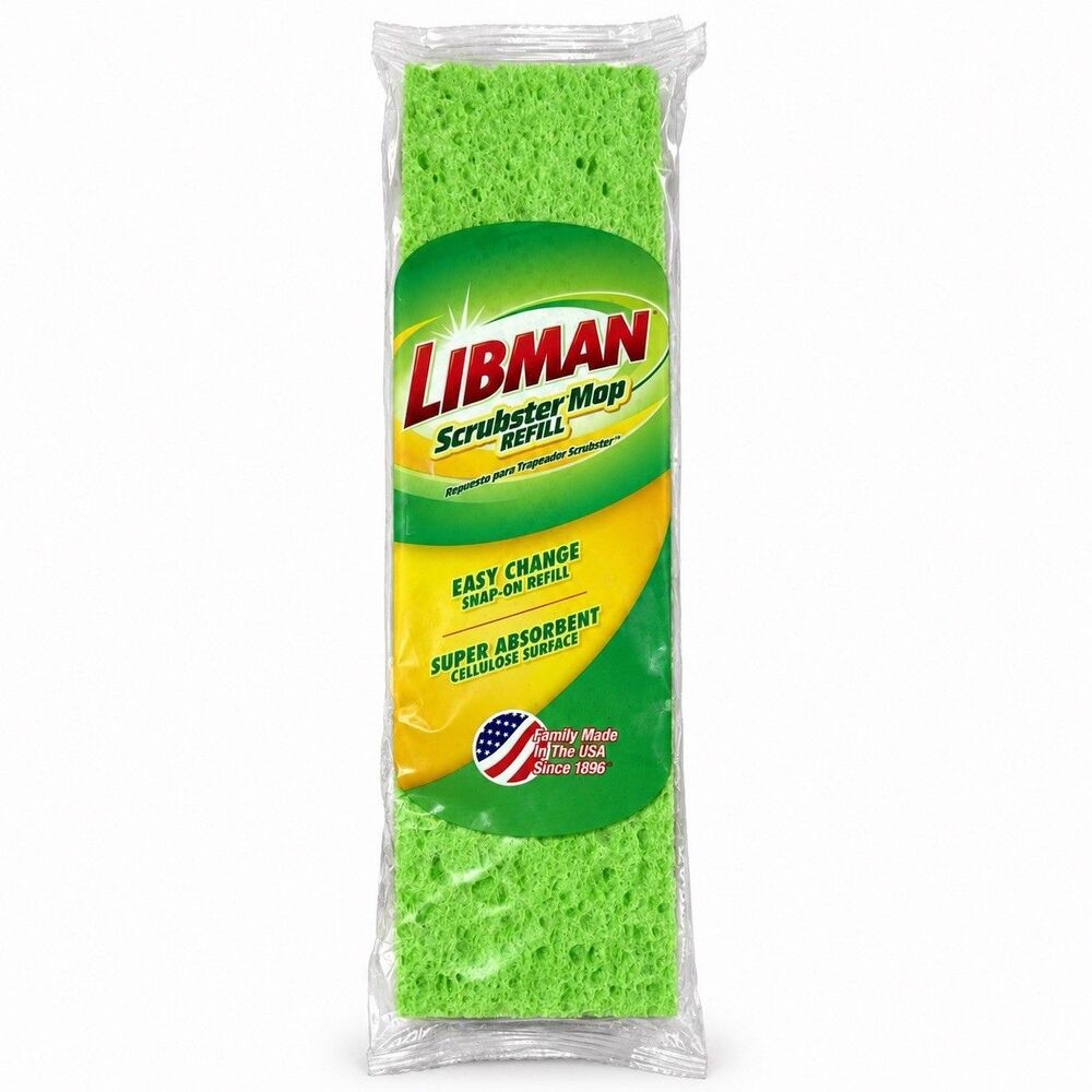 Libman Scrubster Mop Refill 3105 Green Cellulose Sponge Head Heavy Duty 9 Inches
